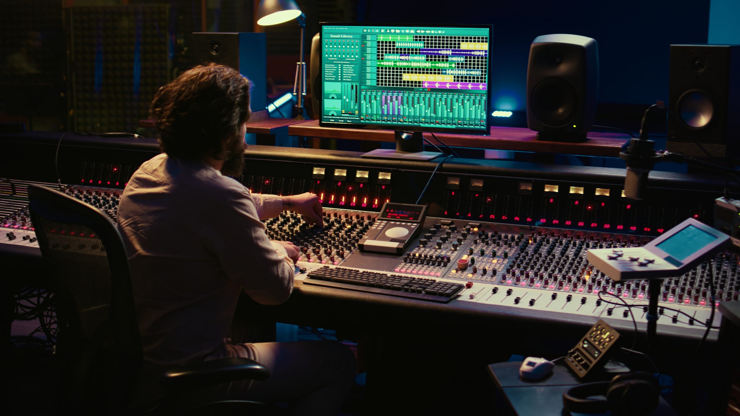 Sound-Engineer an der Mischkonsole im Produktionsstudio
